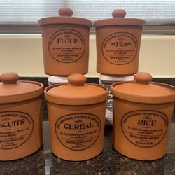 5 Original Suffolk Canisters with lids