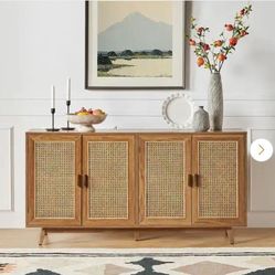 Wood Walnut TV Stand Up To 65in Storage Shelves Hallway Decor