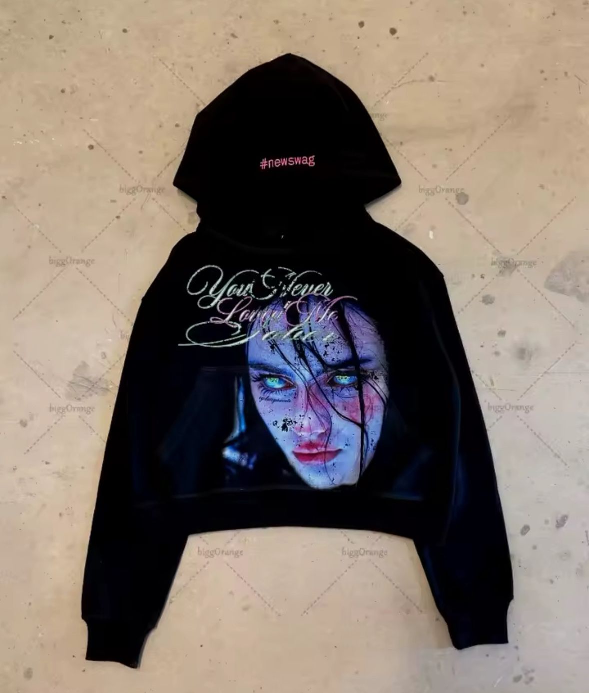 Cartoon Letter Print Harajuku Gothic Punk Harajuku Oversized Hoodie Men Y2K Hip-hop Fashion Rock Casual Vintage Sweatshirt Women
