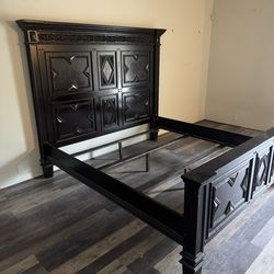 Free Kind size carved wood bed frame