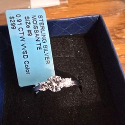 Sterling Silver Ring With Moissanite 