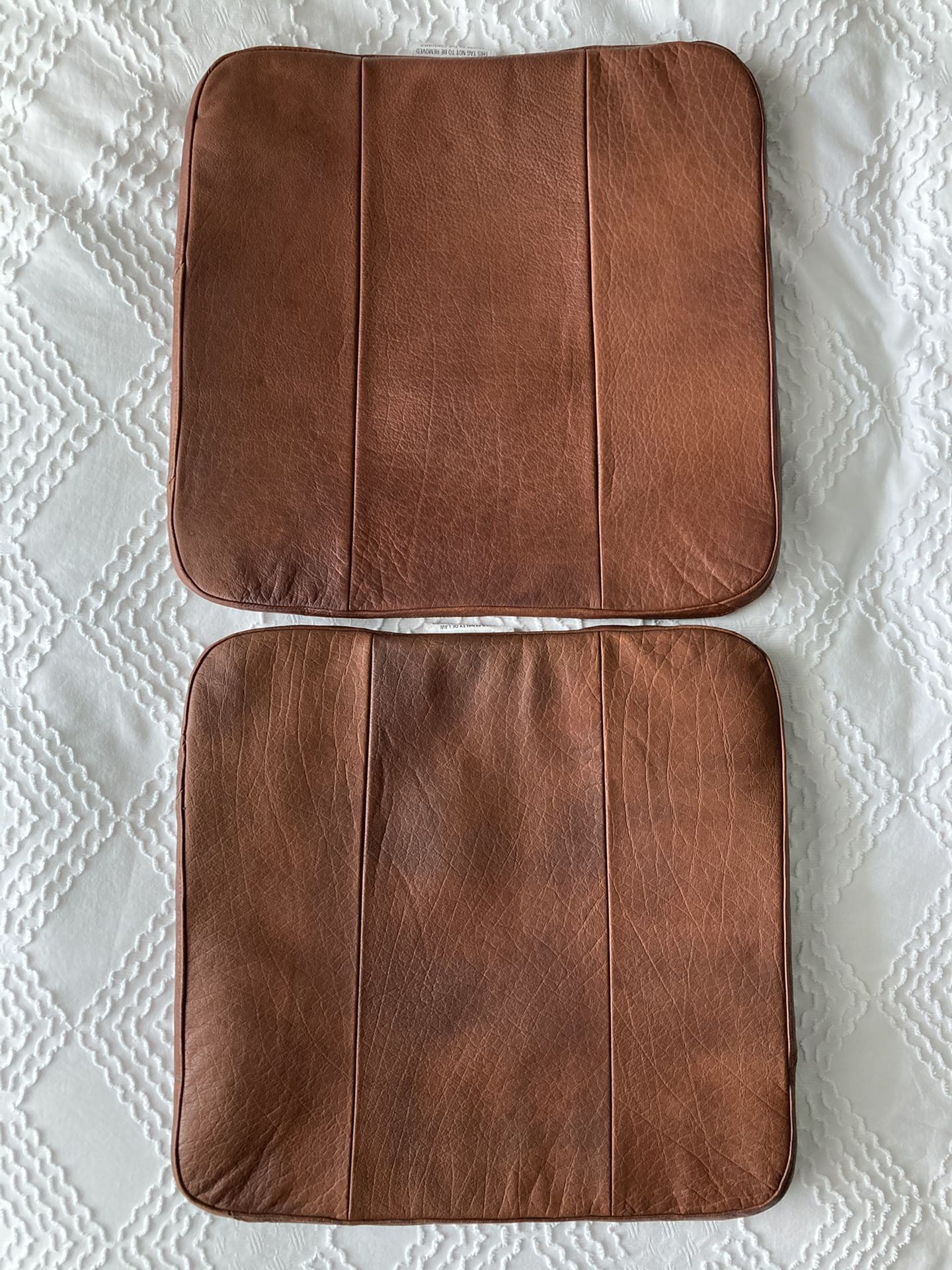 2 Crate & Barrel Tig Dining Chair Brown Leather Seat Pads