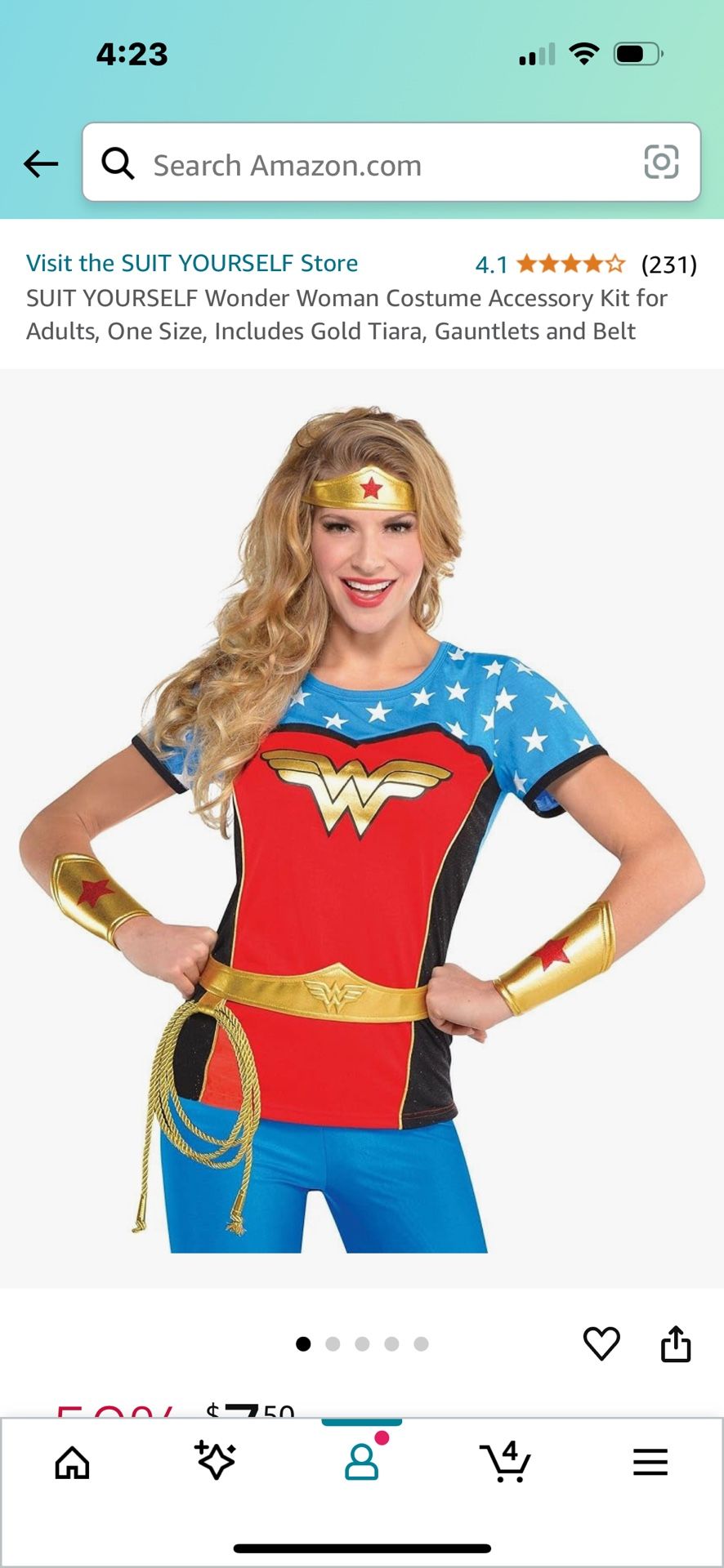 DC Wonder Woman Shirt with Accessories Halloween Costume