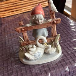 Porcaline Girl With A Bird And Ducks