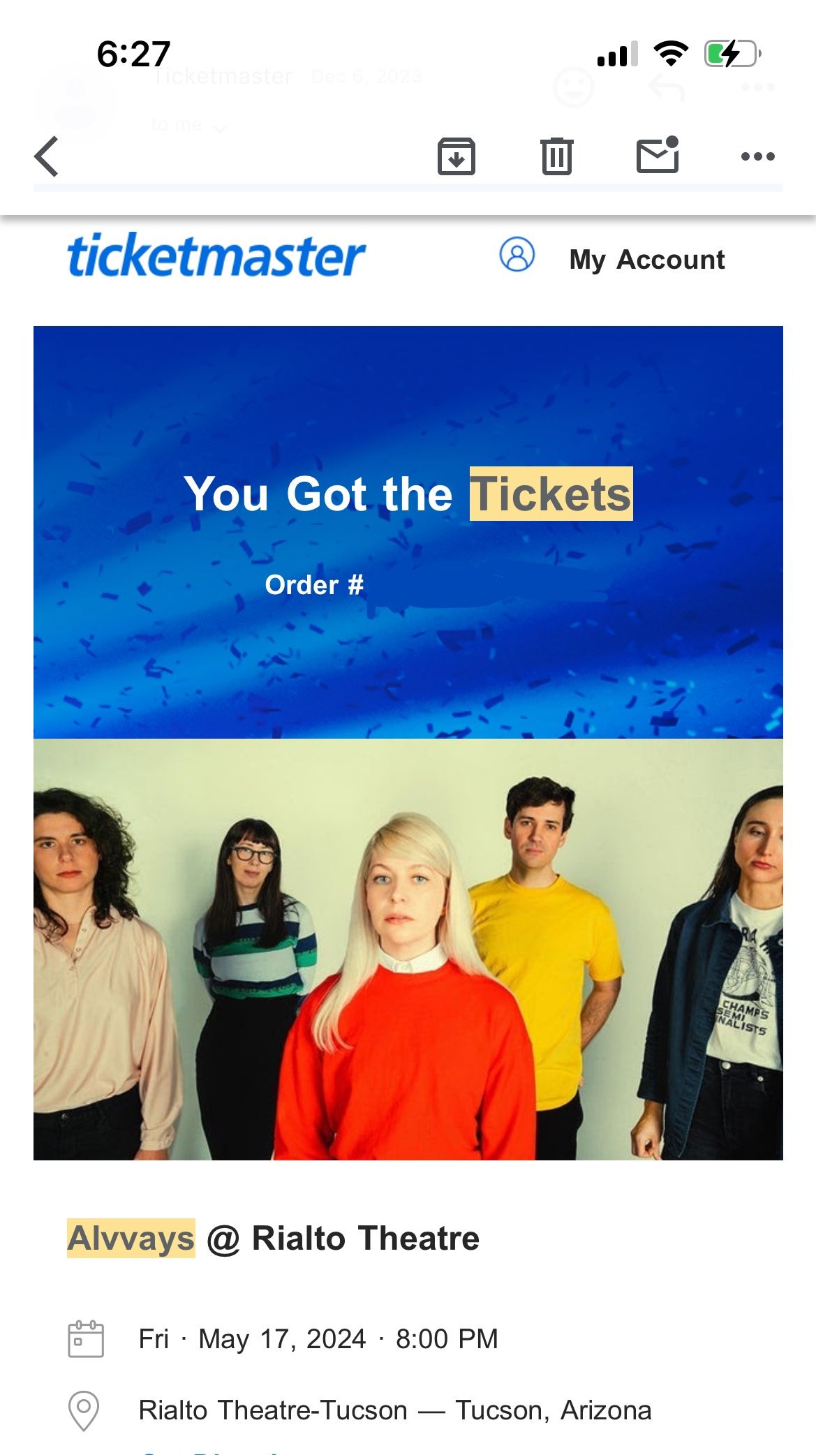 Alvvays Concert Tickets (x2) Tucson AZ