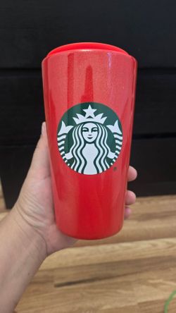 Starbucks Red Glitter Tumbler with Lid ceramic