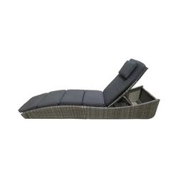 Wicker Chaise Lounge – Premium Folding Outdoor Sun Bed, Dark Gray, Halloween Night