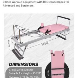 New Pink Pilates Reformer Machine 77.5 in Foldable Pilates Equipment for Home Gym Workout,Pink Adjustability Pilates Workout Equipment with Resistance