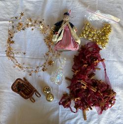 mixed lot of vintage and handmade holiday decor
