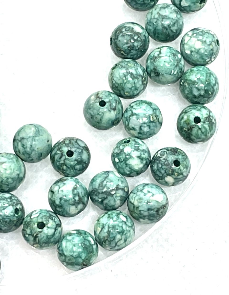 Lot Of 70+ 8mm Green Stone Beads
