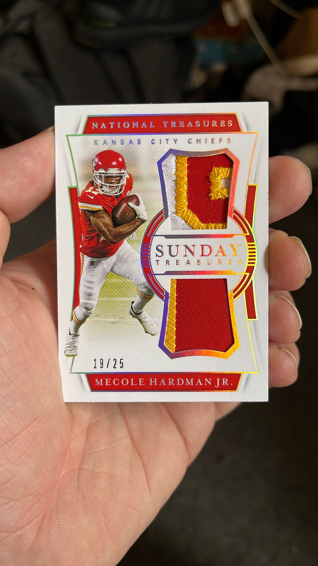 2020 National Treasure Mecole Hardman Junior 19/25 Dual Patch Player Worn