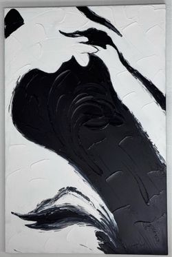 zoinart Hand Painted Black and White Abstract Canvas Textured Wall Art 30x45