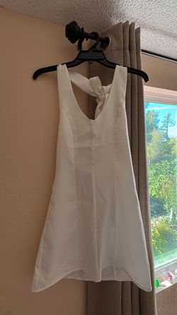 White Sleeveless Mini Dress with Bow Back