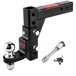  Adjustable Trailer Hitch Ball Mount - Fits 2-Inch Receiver, 2" Tow Balls, 7500lbs, 9-1/2" Drop/ 8-1/4" Rise, Heavy Duty Truck Hitch with Pin Lock