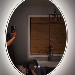 New In Box Oval LED Mirror With Defroster