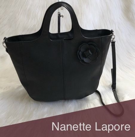(NIB) Nanette Lepore Black Vegan Shoulder/ Crossbody Bag with Floral Accent