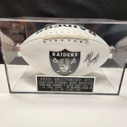 Raiders Fred Biletnikoff Signed,  Beckett-Certified Logo Football 