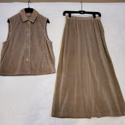 Nordstrom Tan Corduroy Vest/Skirt 