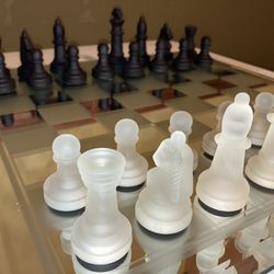 Glass Chess Set (missing Queen)