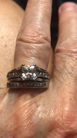 New with tag wedding and engagement ring with Cz size 7 stainless steel make offer