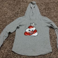 Justice Sz 8 Gray Hoodie Sweatshirt Red White King Poop Ice Cream Emoji 

