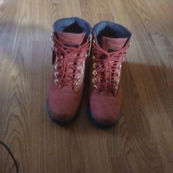 Timberland Red Steel Toe Boots Mens Size 7.5