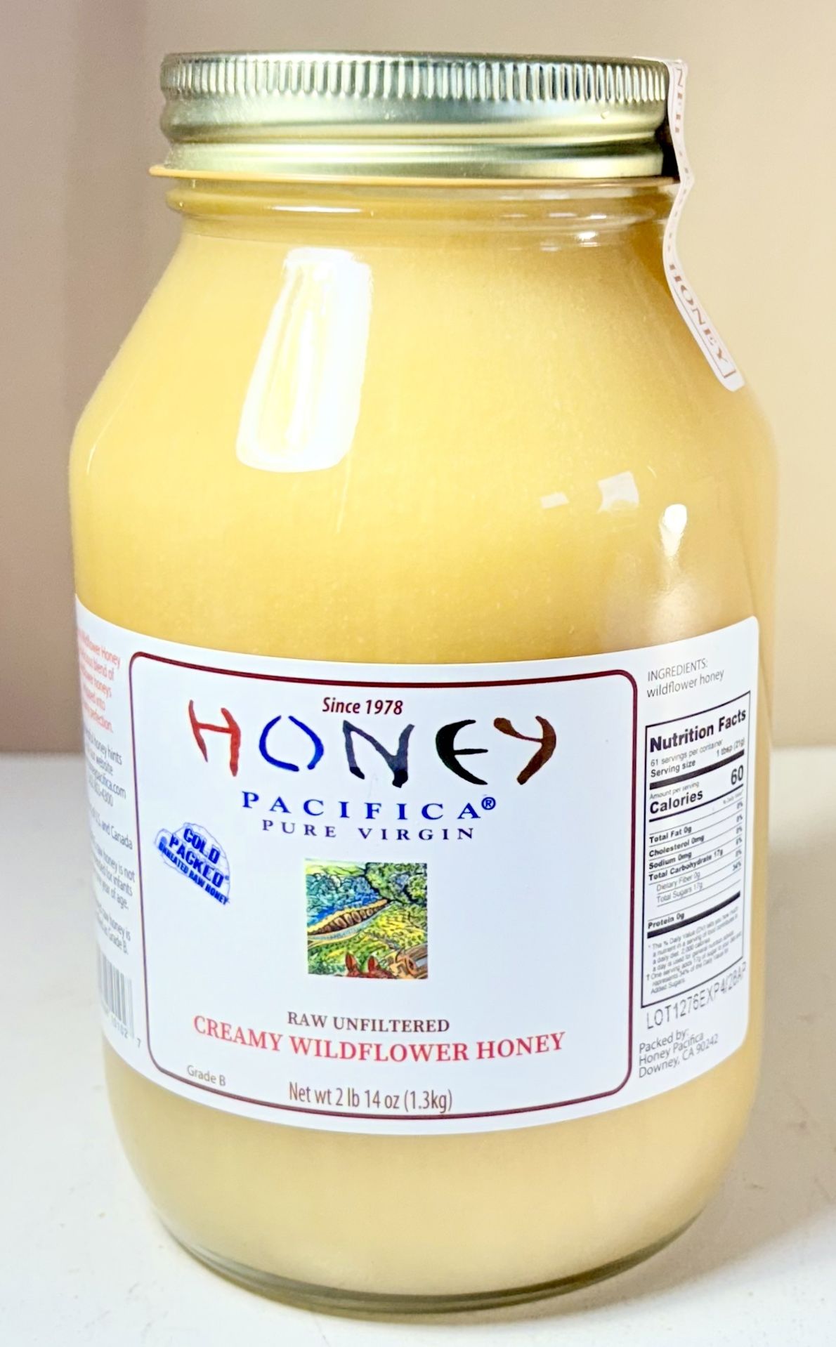 HONEY PACIFICA Pure Virgin Raw Unfiltered  Creamy Wildflower Honey, 2Lb 14 oz   
