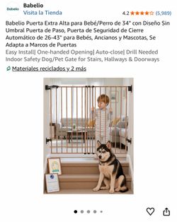Puerta de seguridad Babelio 34" extra alta para bebé/perro 26-43" - Nueva / Baby Gate