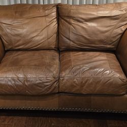 Genuine Full-Grain Cowhide Leather Loveseat