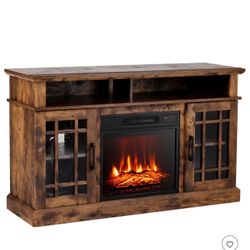 Costway 48" TV Stand Console Cabinet w/ Fireplace Entertainment Center For Living Room