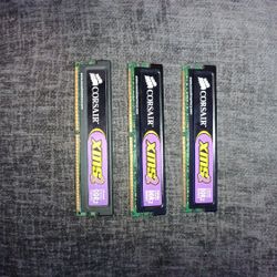 3 Corsair 800Mhz 2GB x 3 ( 6GB) RAMs