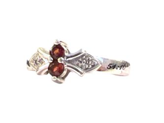 925 Ring Sterling and Garnet Faith Psalm 51:10