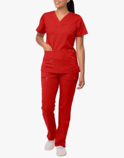 New listing HZMade Red Scrub Top and Pants size S