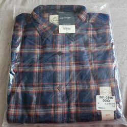 Mens Classic Fit Long Sleeve Flannel Shirt Size M Tall New