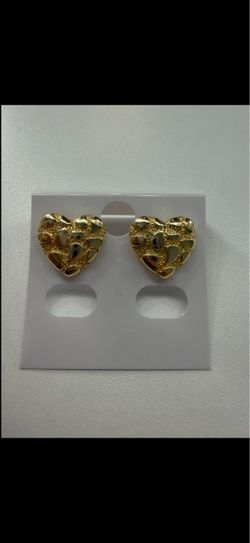 Gold Heart Nugget Stud Earrings