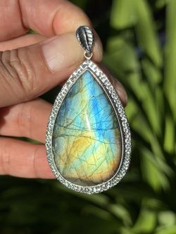 Sterling Silver Large Labradorite Pendant 