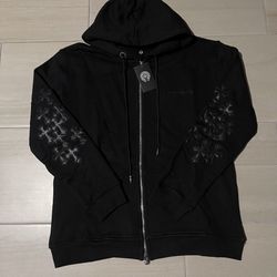 Chrome Hearts Leather Cross Zip Up Hoodie