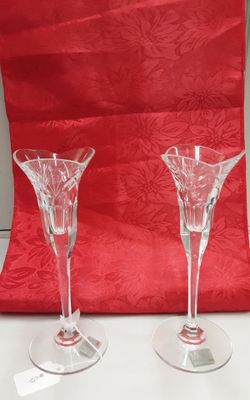 Pair of Mikasa Cut Crystal Candlestick Holder- Located in Shelton