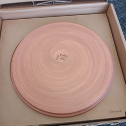 Our Place 10”  White Speckle & Terracotta Dinner Plates ~ Set Of 4