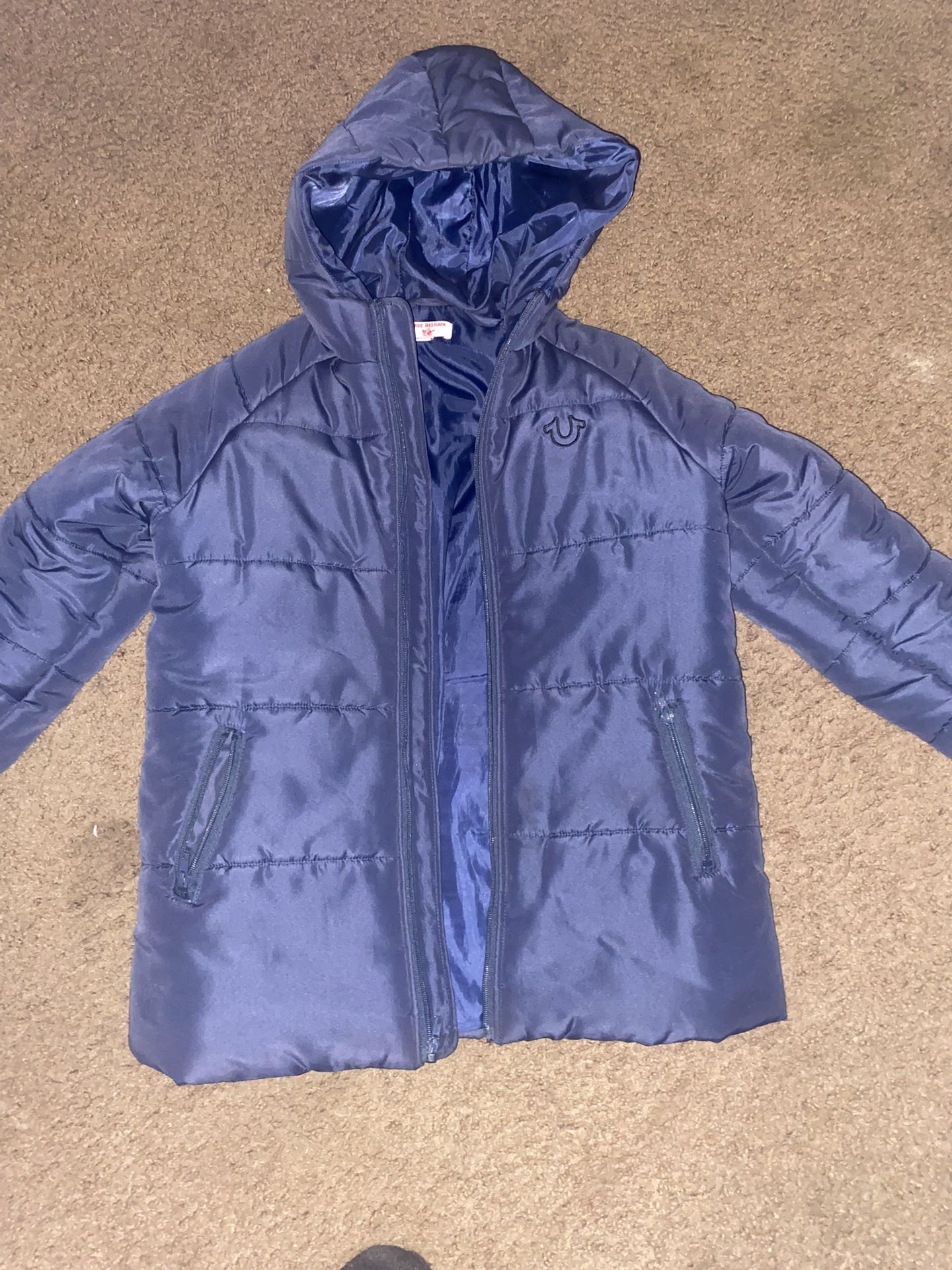 dark blur true religion puffer jacket