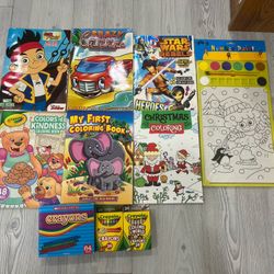     Kids Coloring Activity Set – Multiple Books + Crayons + Paint
