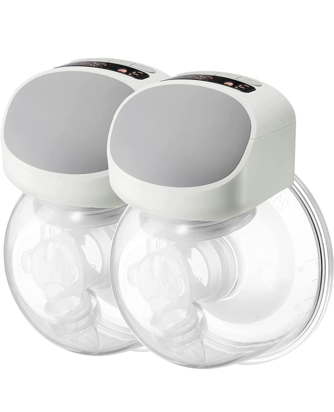 2 Packs Wearable Breast Pump, Double Hands Free Electric S10 Pro, Wireless Breast Feeding Pump with 2 Modes, 9 Levels, LCD Display and Memory Function