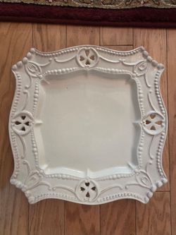 White Ceramic Decorative Square Plate