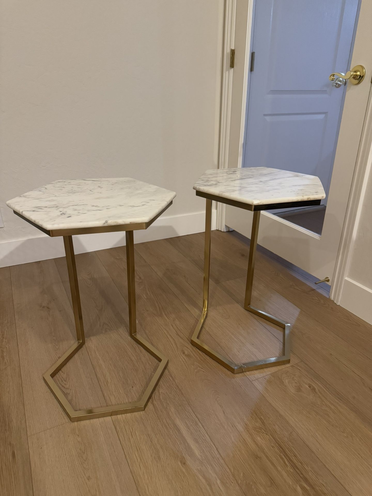 Geometric Luxe Marble Top End Tables