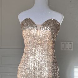 Gold Sequin Sleeveless Dress Small