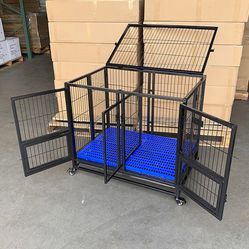 (New in box) $130 Stackable Folding Dog Cage Crate Kennel Heavy-Duty 37x25x33 inches 