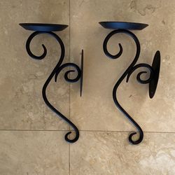 Partylite Black Iron Scroll Wall Candle Holders