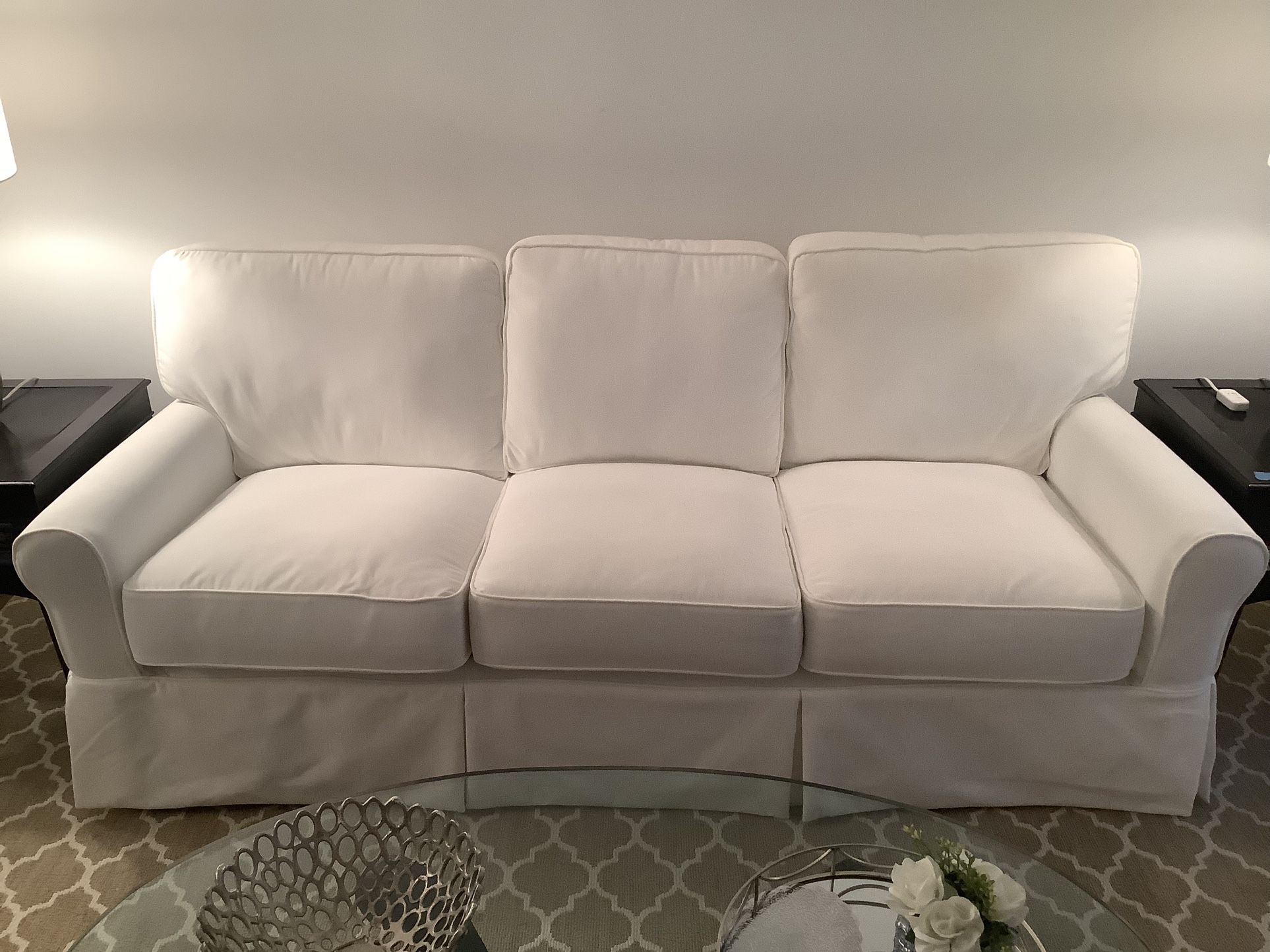Pierformance Collection White Slipcover Couch Lia Performance
