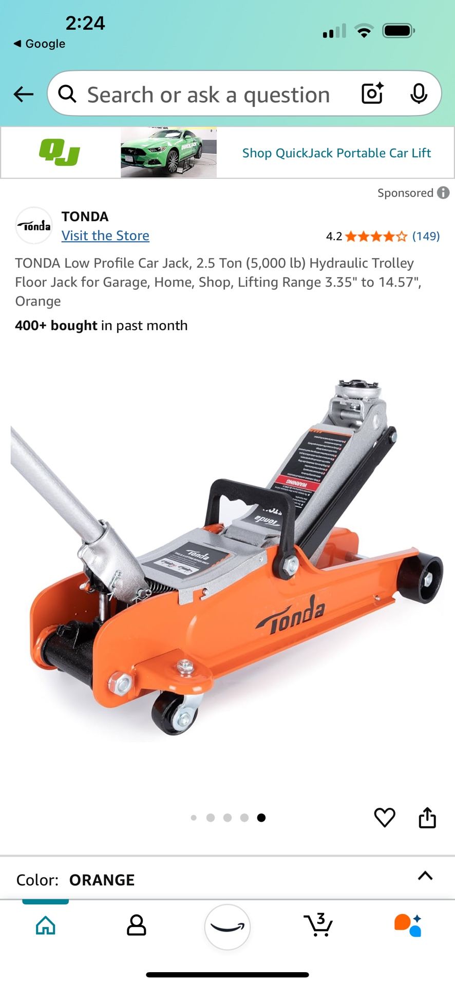 Torin 2.5 Ton Low Profile Trolly Jack