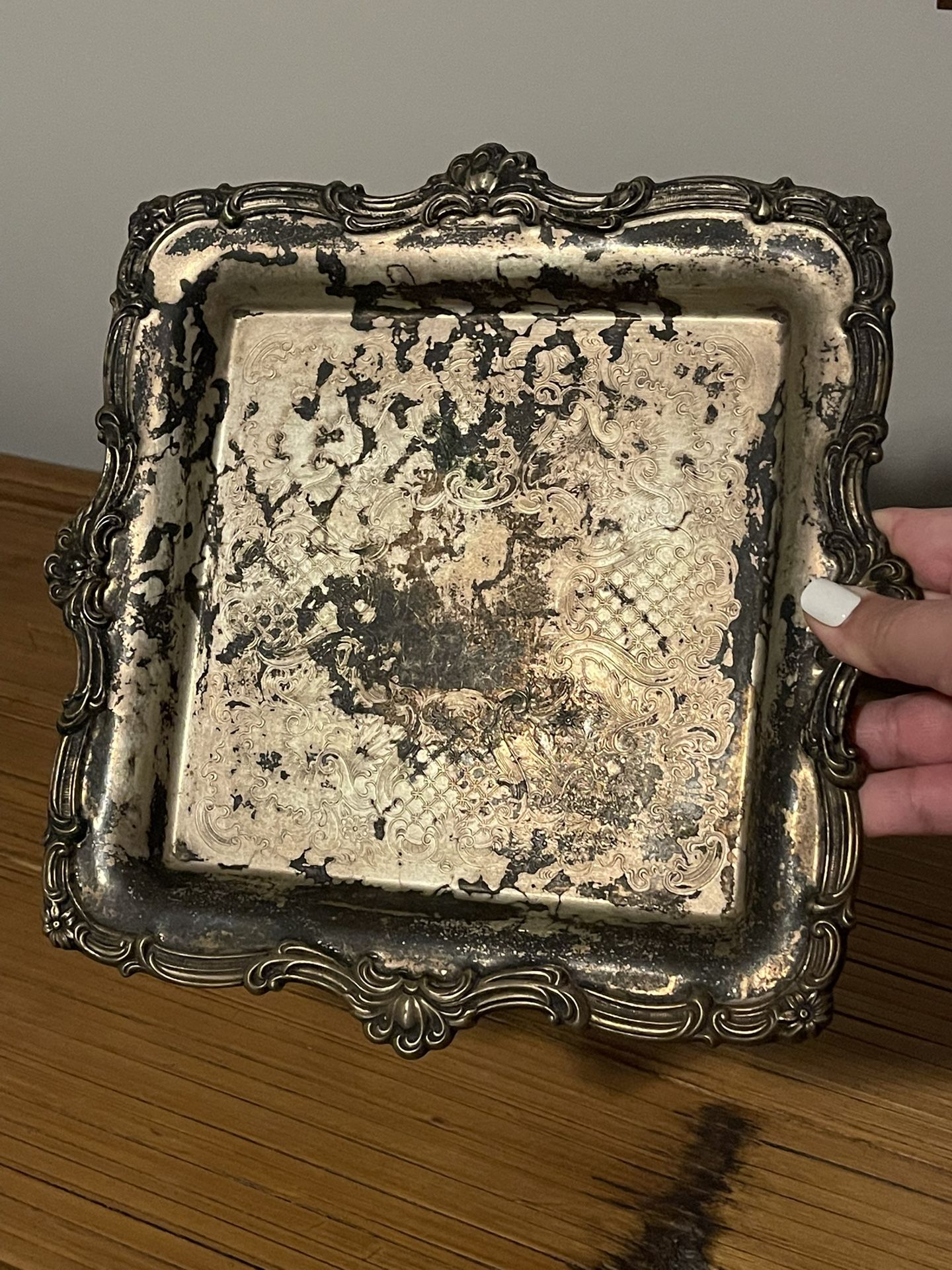 Antique Silver Plated Serving Plate